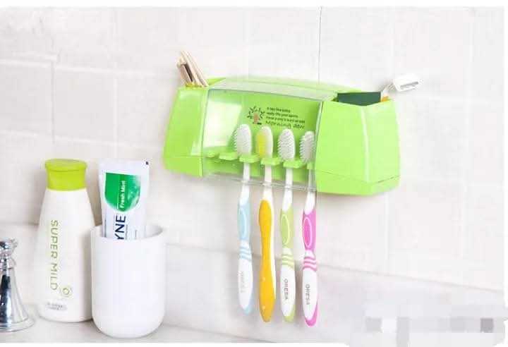 Wall Mounted Toothbrush Holder – Drill-Free Bathroom Storage Organizer